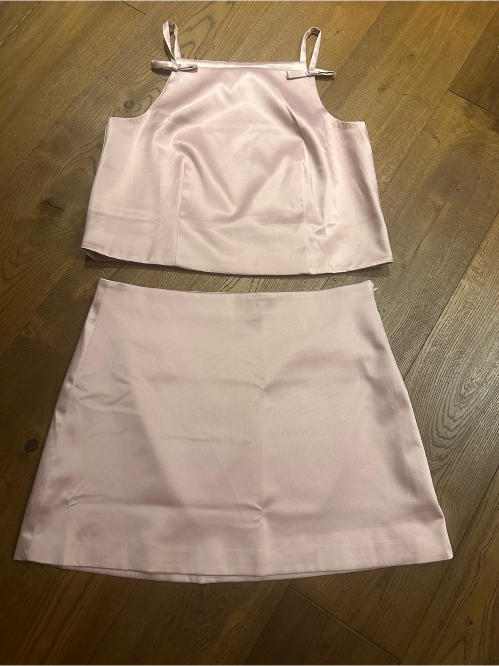 GAP Satin Light Pink Two-Piece Skirt Set
